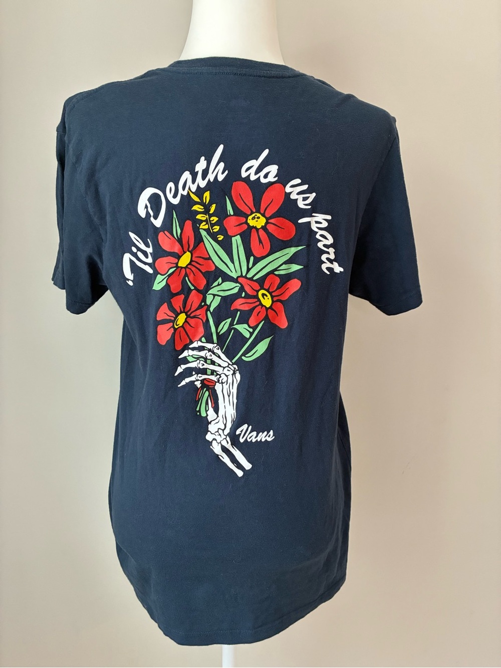 Vans Til Death Do Us Part Floral Skeleton Pocket Graphic Tee